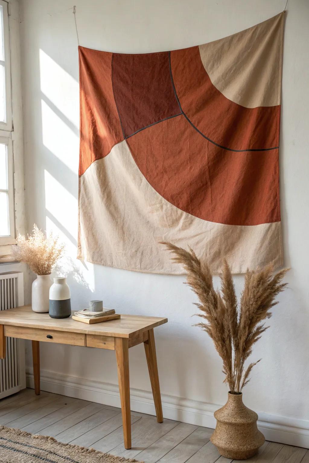 Enhance your setting with minimalist textile wall decor. A combination of Scandinavian simplicity and bohemian charm.