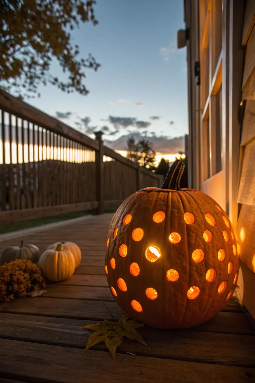 Radiant polka dot pumpkin for a stylish, modern look.
