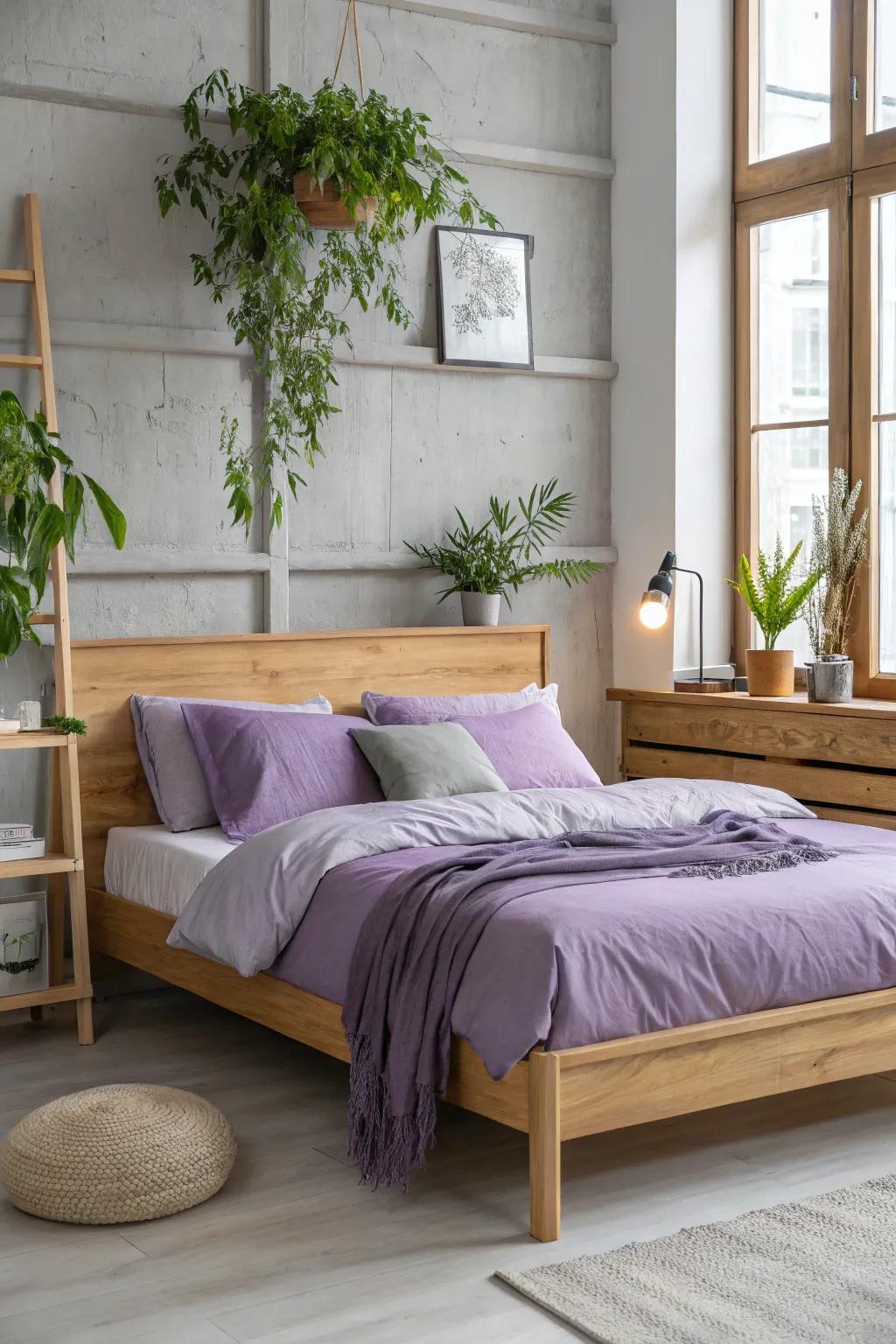 Your bedroom will feel more balanced and tranquil with the addition of natural elements like wood and plants. #NatureInspired #InteriorInspo