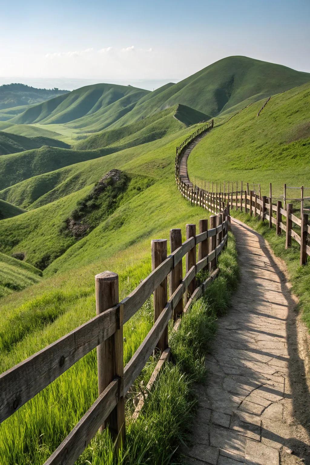 A divider gracefully adapts to the hilly landscape.
