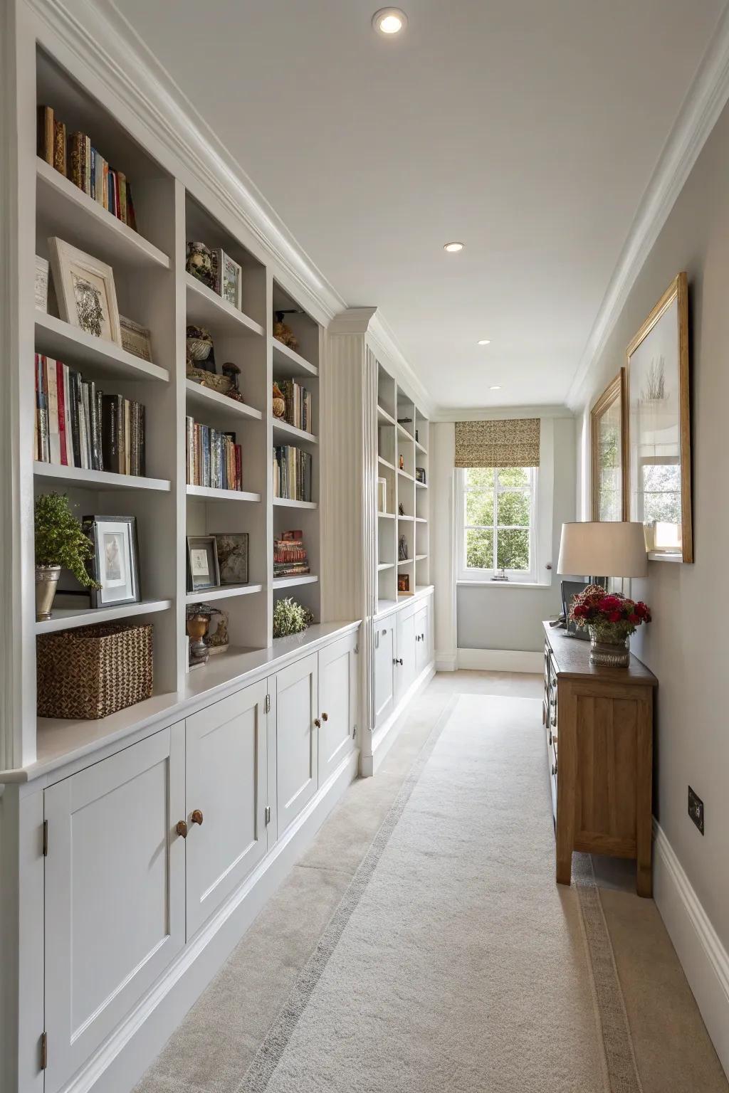 Built-in storage optimizes area and keeps the area neat.