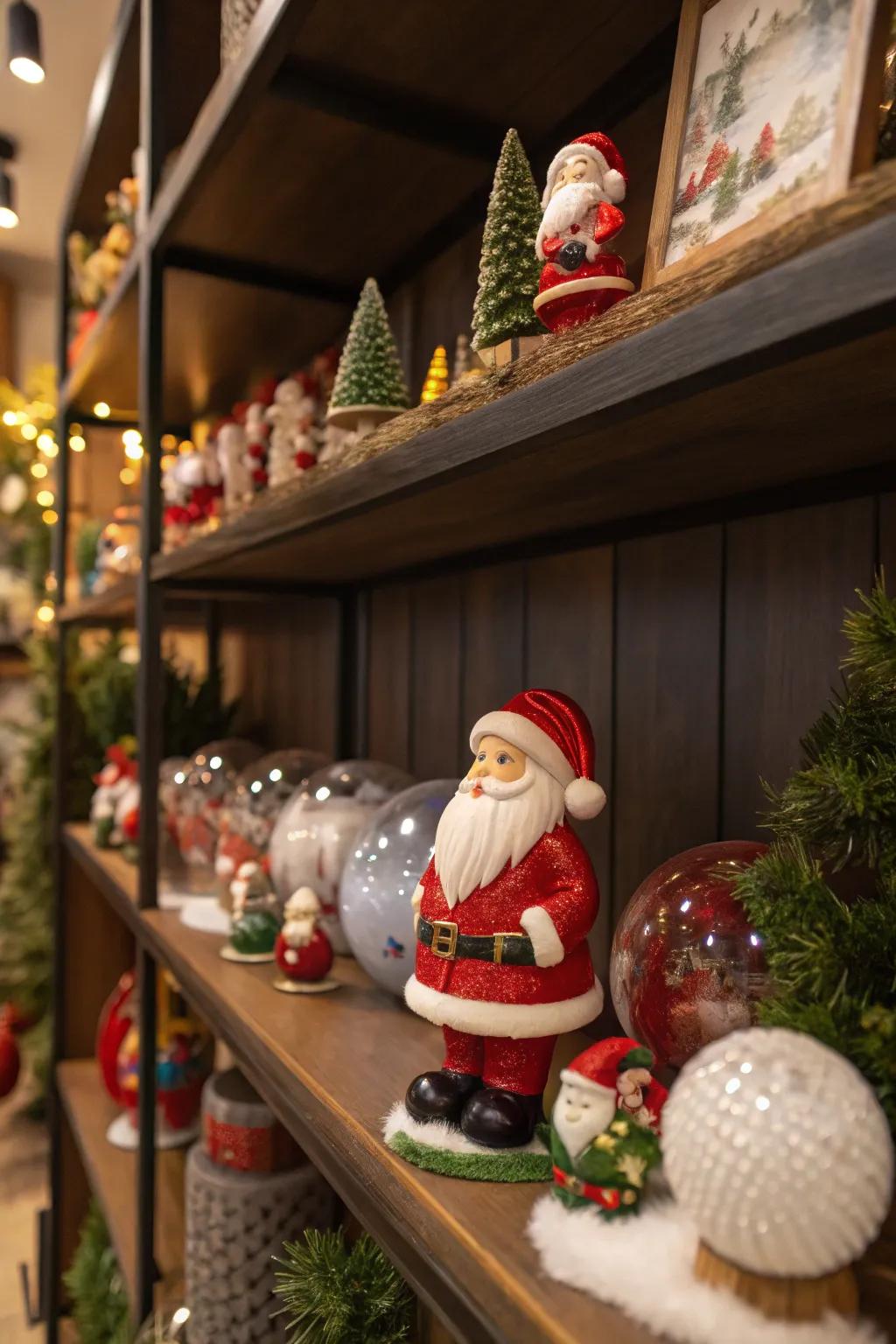 Santa sculptures lending an enchanting touch to the adornment.