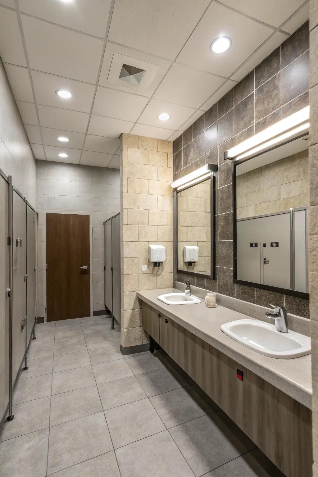 Neutral tones make for a calm and inviting bathroom.