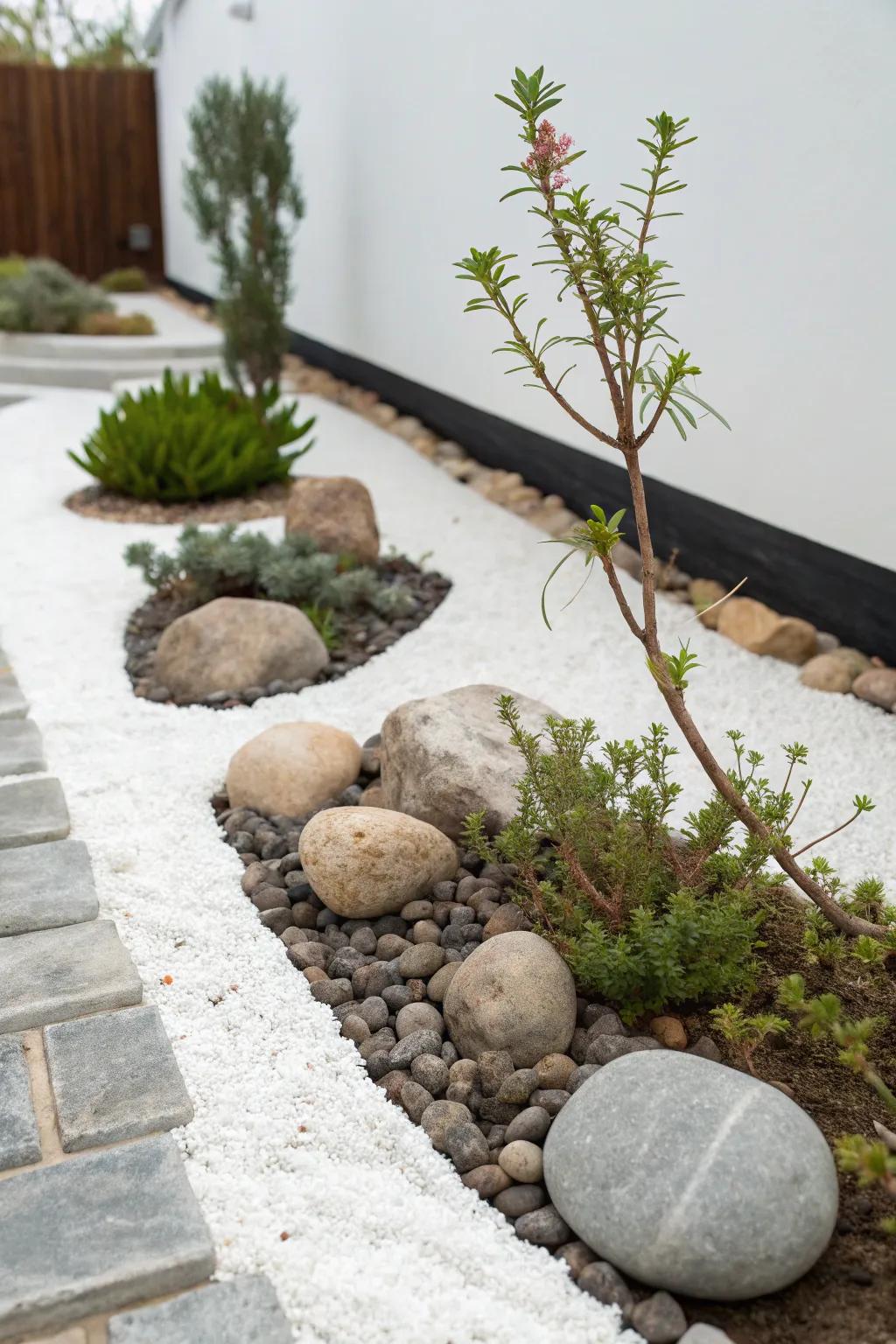 Achieve contemporary elegance with simple stone layouts.