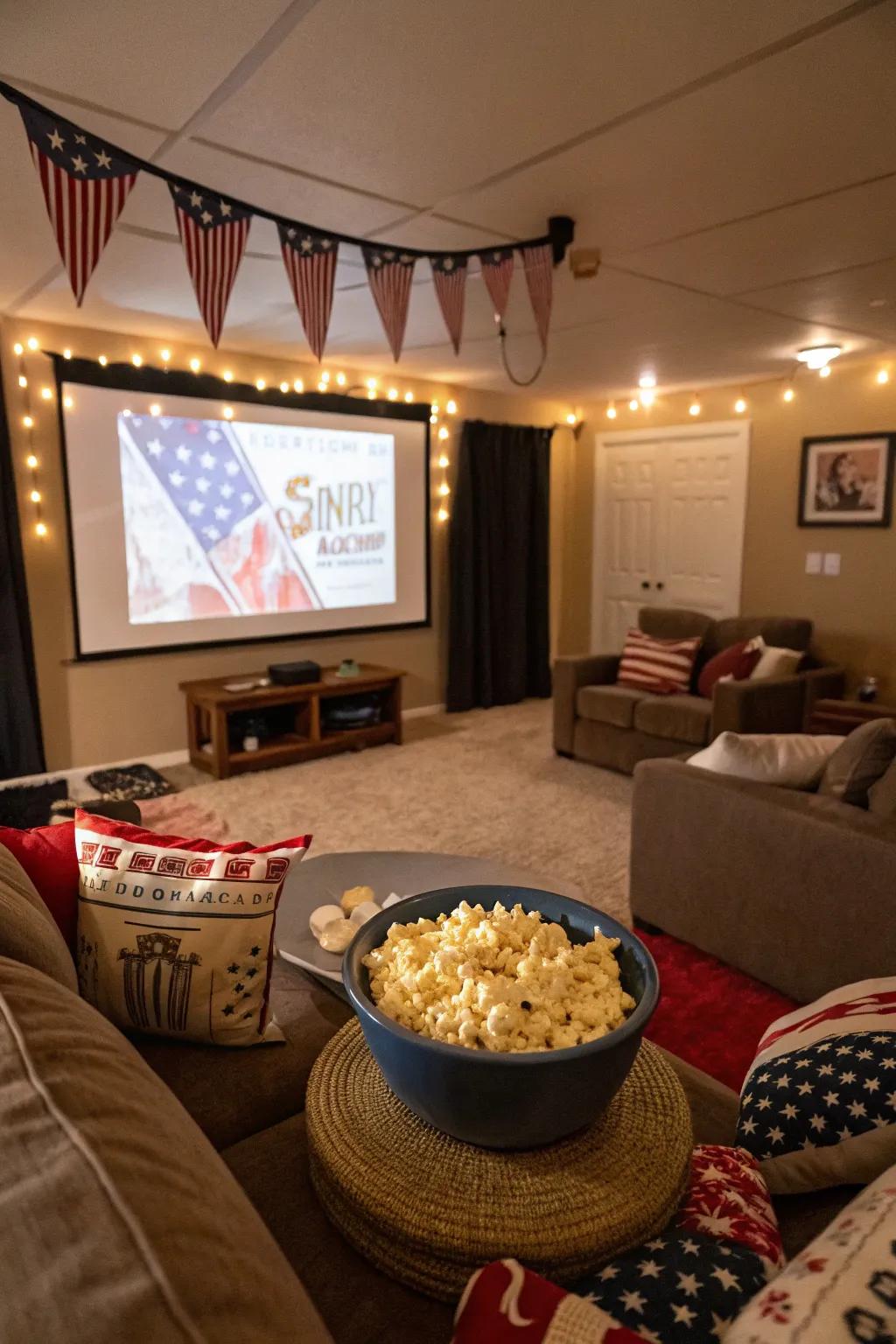 A themed film evening is a cheerful way to celebrate.