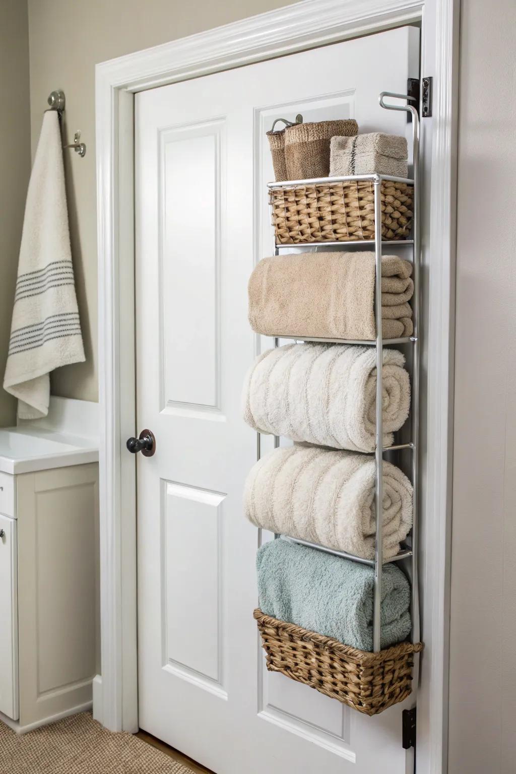 Over-the-door racks are an intelligent option for added storage.
