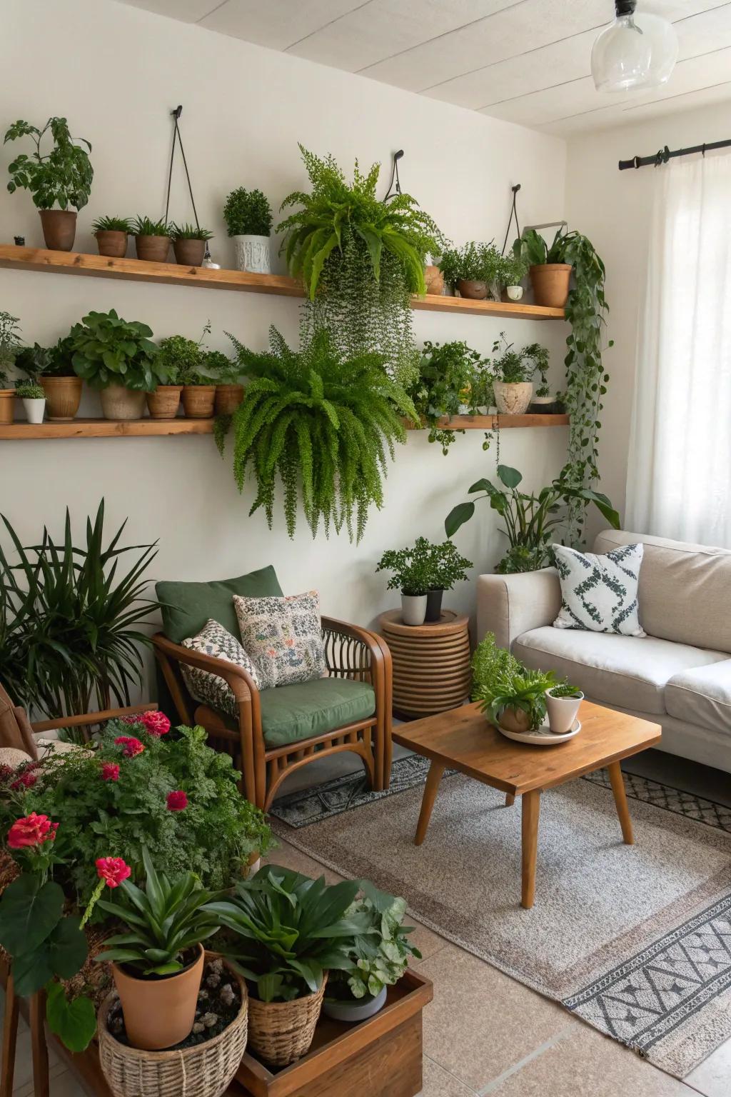 Plants bringing energy and freshness to a room.