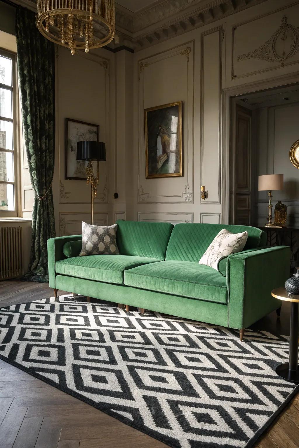 Black and white rugs make for a strong visual impact.