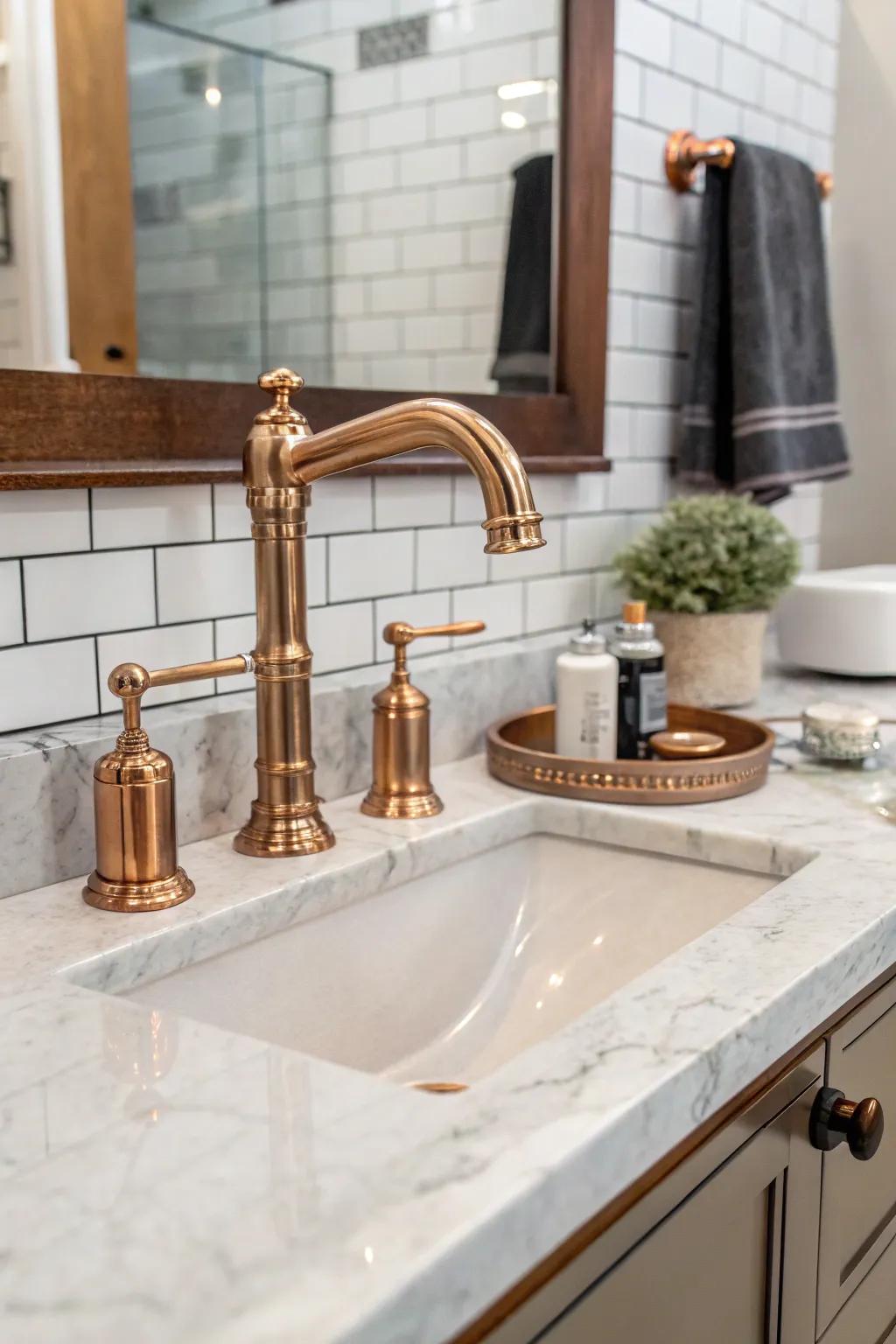 Mixing metals introduces sophistication to rustic decor.