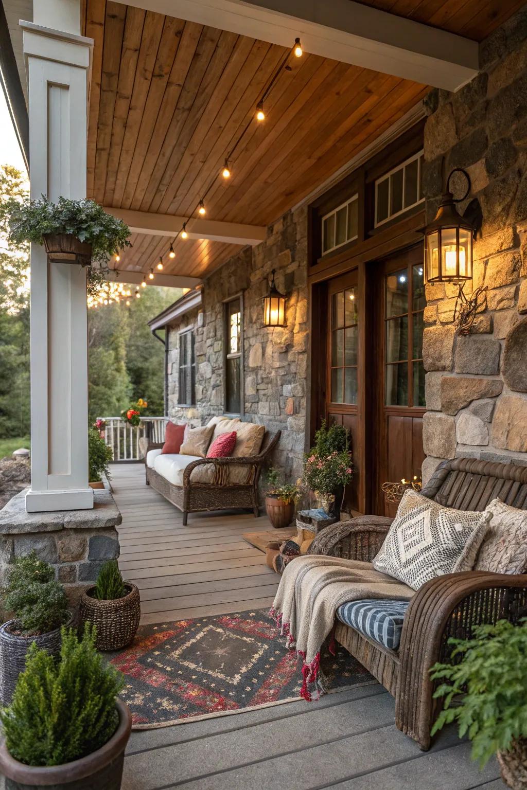 Mixing textures adds dimension and interest to your porch.