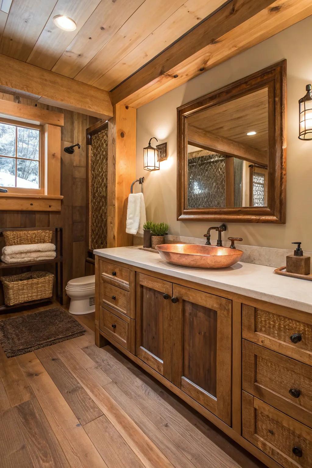 Mix wood and copper for a rustic harmony.