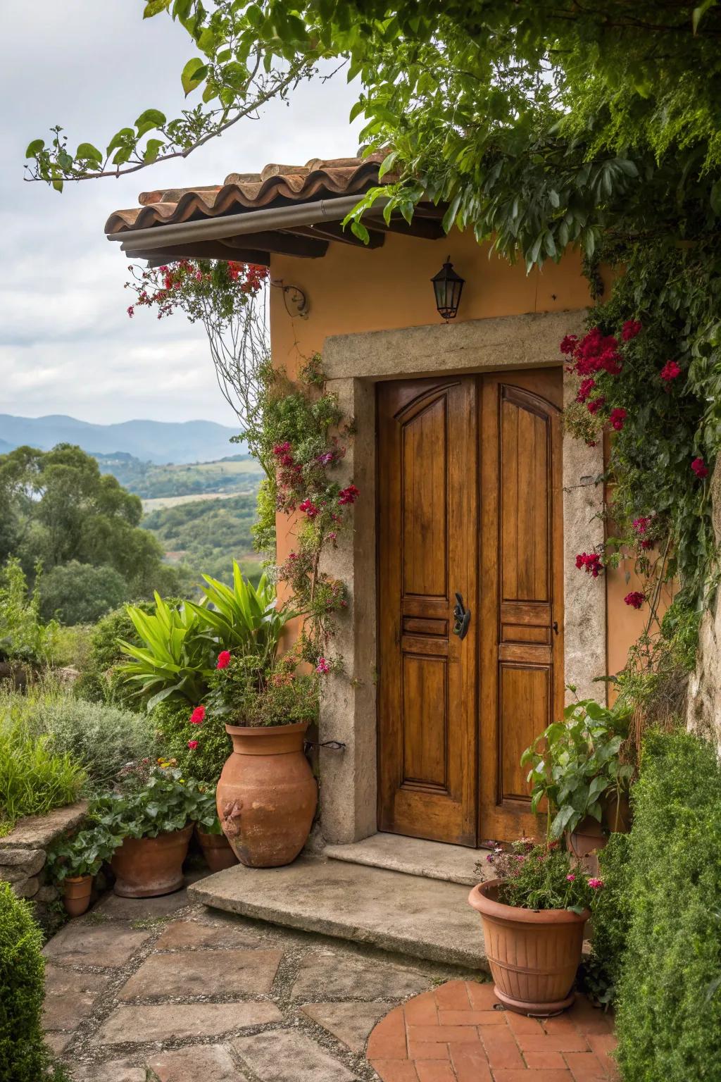 Earthy colors harmonize effortlessly with outdoor settings for a unified appearance.