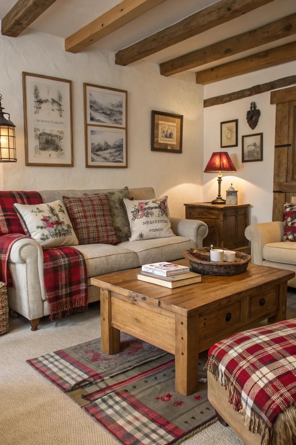 Checkered patterns impart a cozy and classic element to rustic decor.