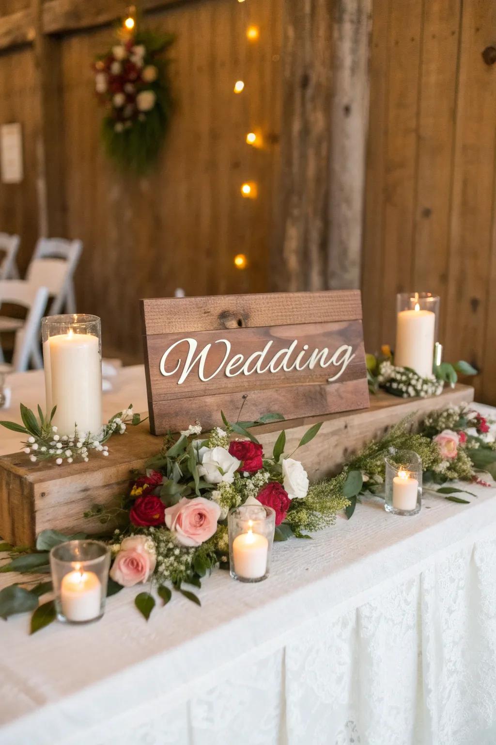 Charming timber plaques adding a personal touch to the main table.