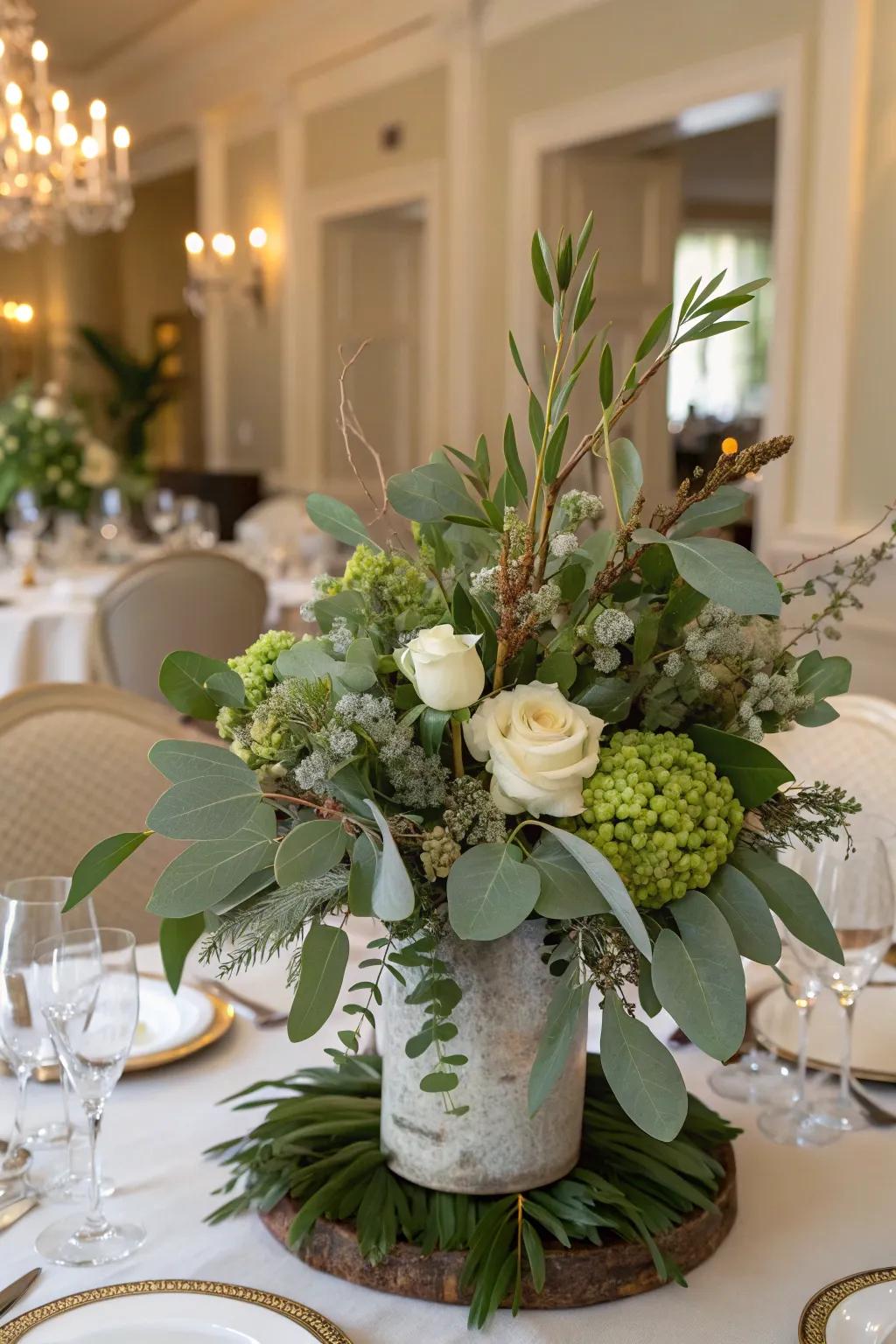 A vibrant mix of natural foliage and soft green that brings life into your decor.