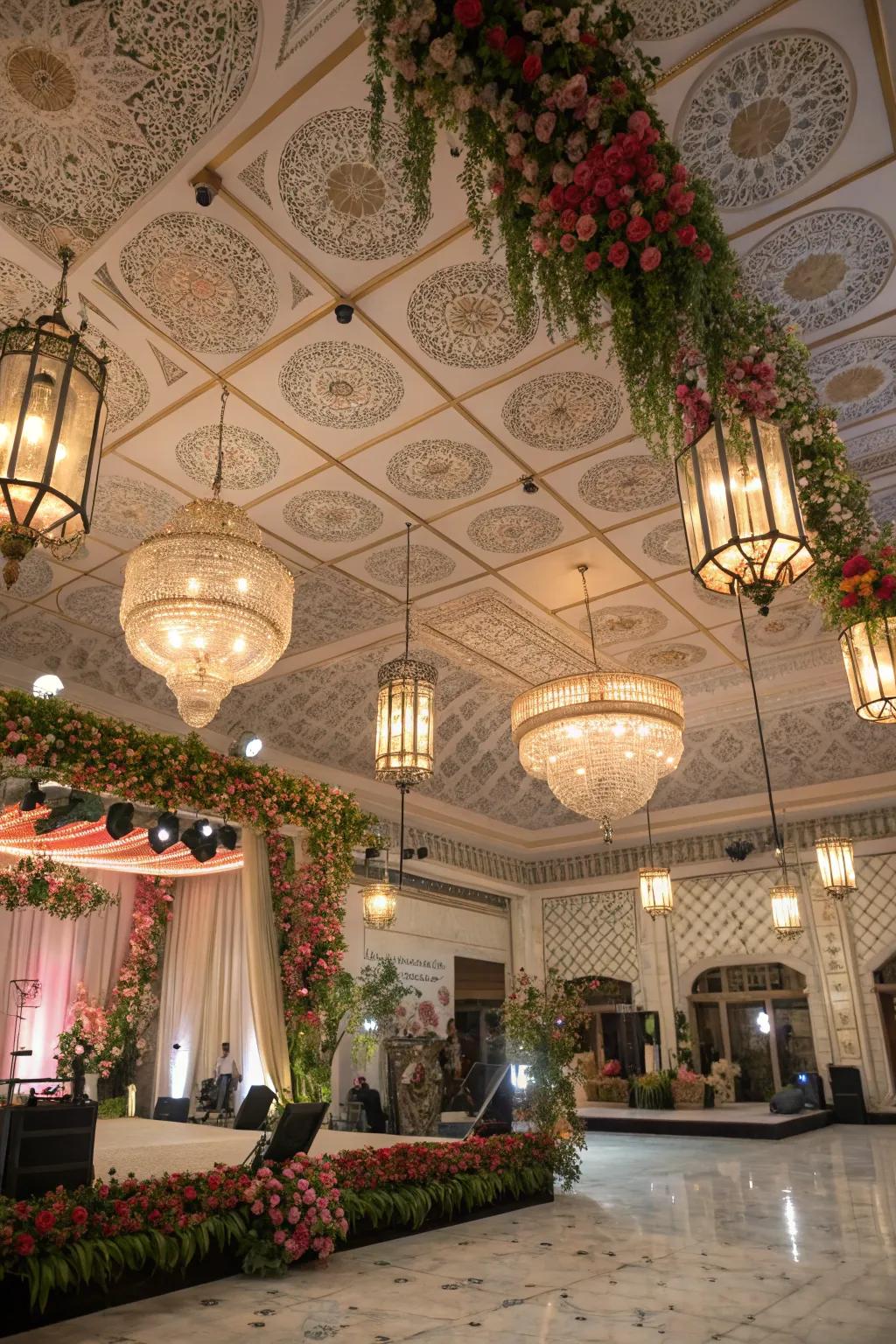 An immersive overhead decor captivates.