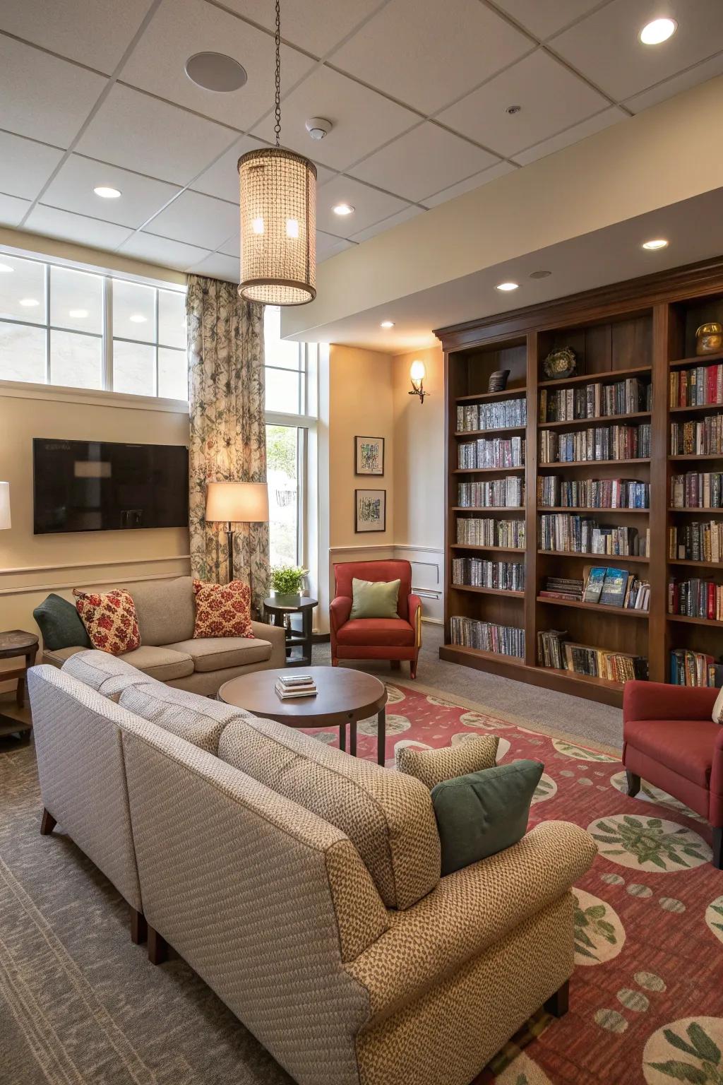 Allocate zones for different activities in your multipurpose room.