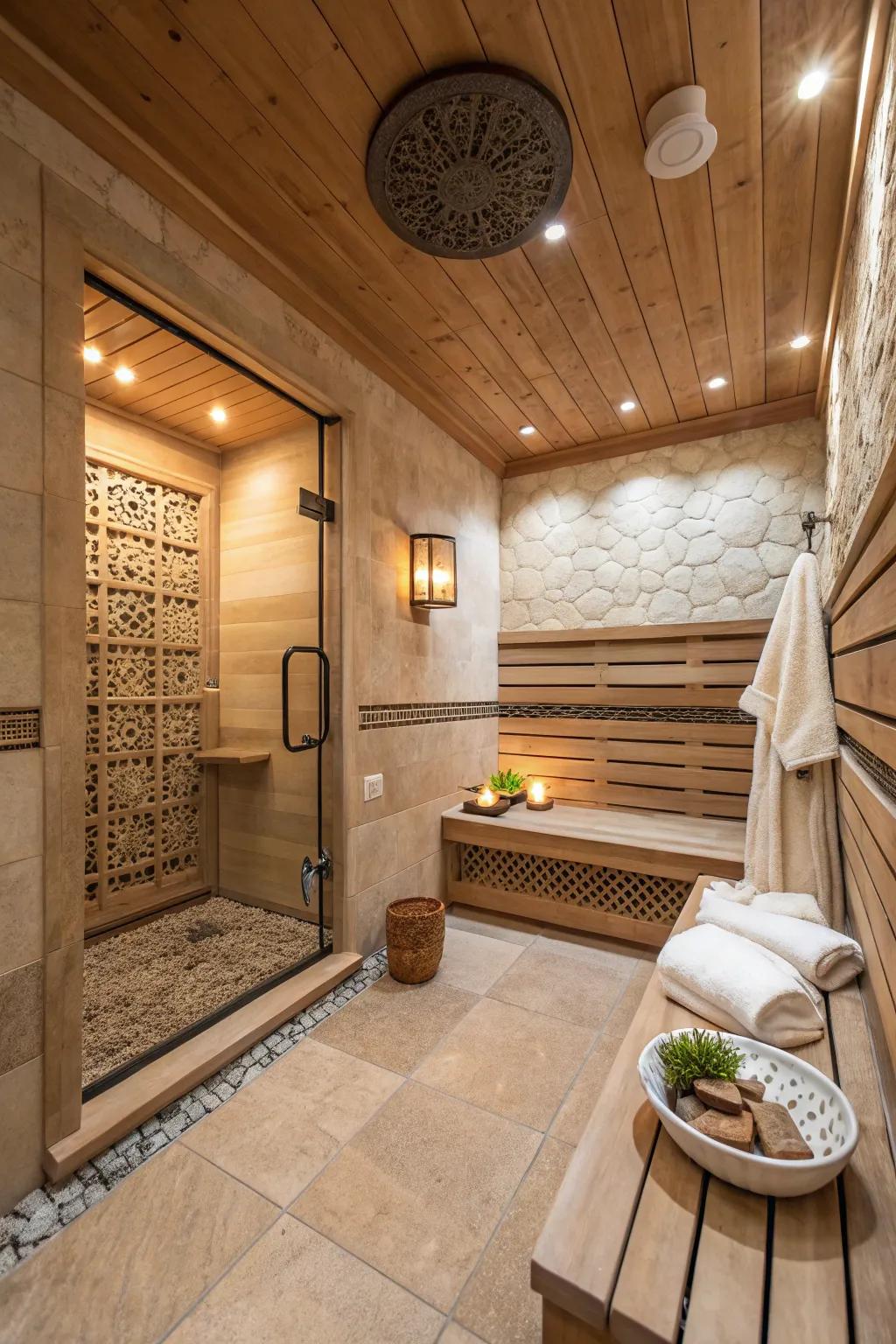 Spa-like showers offer peak relaxation using natural elements.