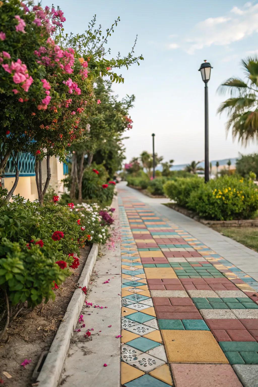 Radiant ceramics infuse a playful note to sidewalks.