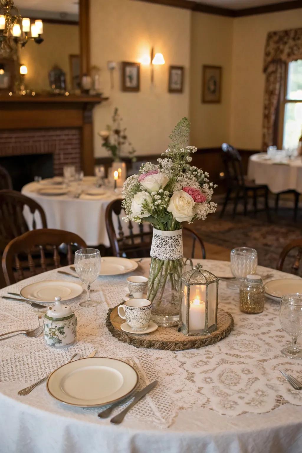 Classic elements bring a memorable charm to this centerpiece.