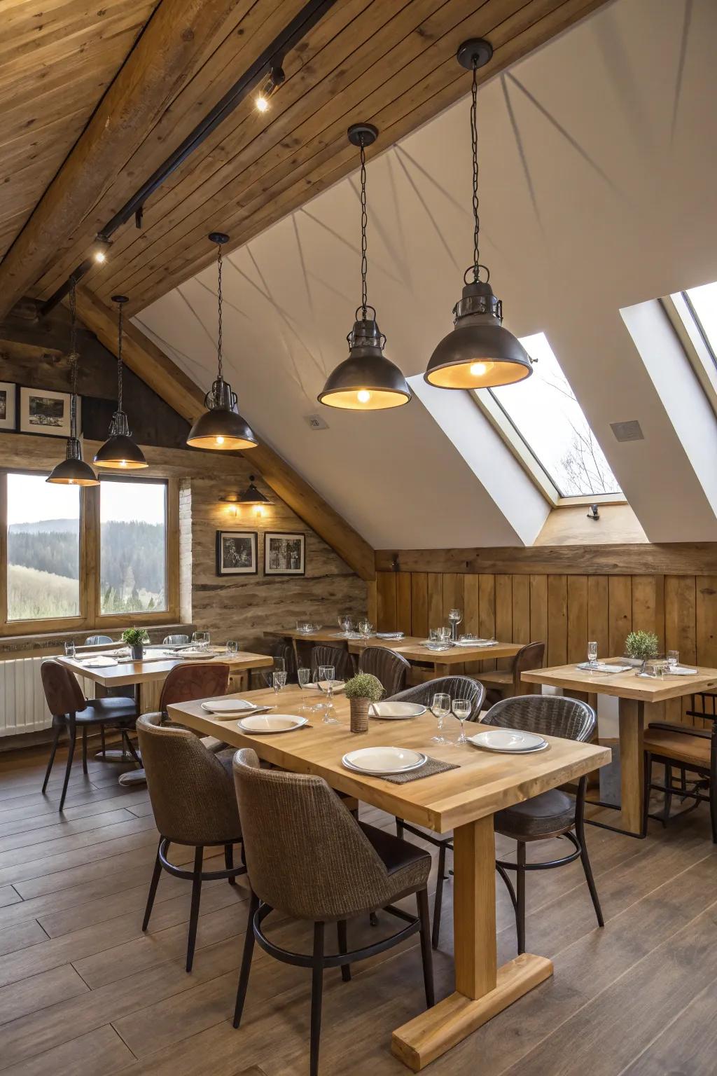 Combine country charm with modern lighting for a sophisticated atmosphere.