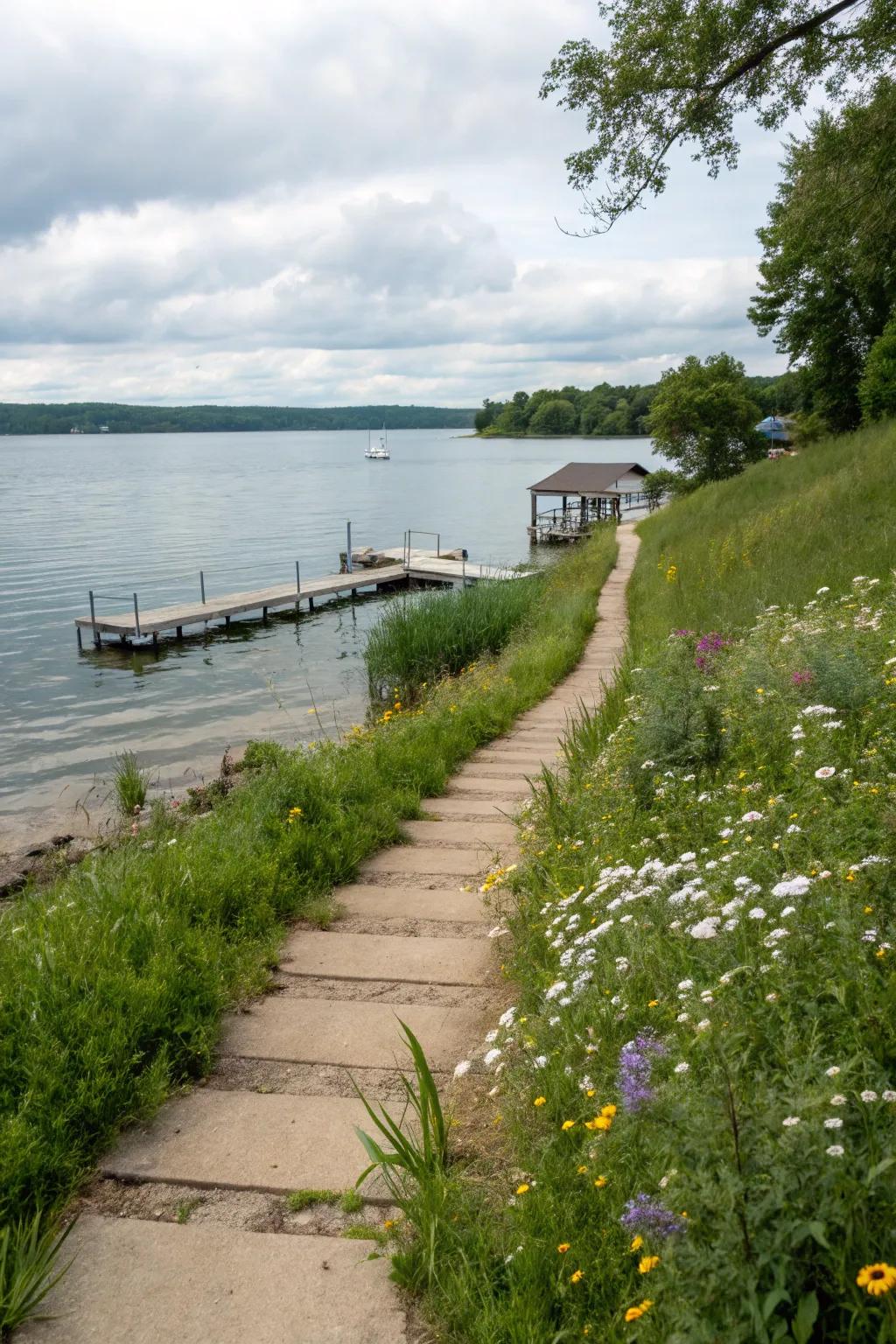 A well-made path provides easy access to the lake.