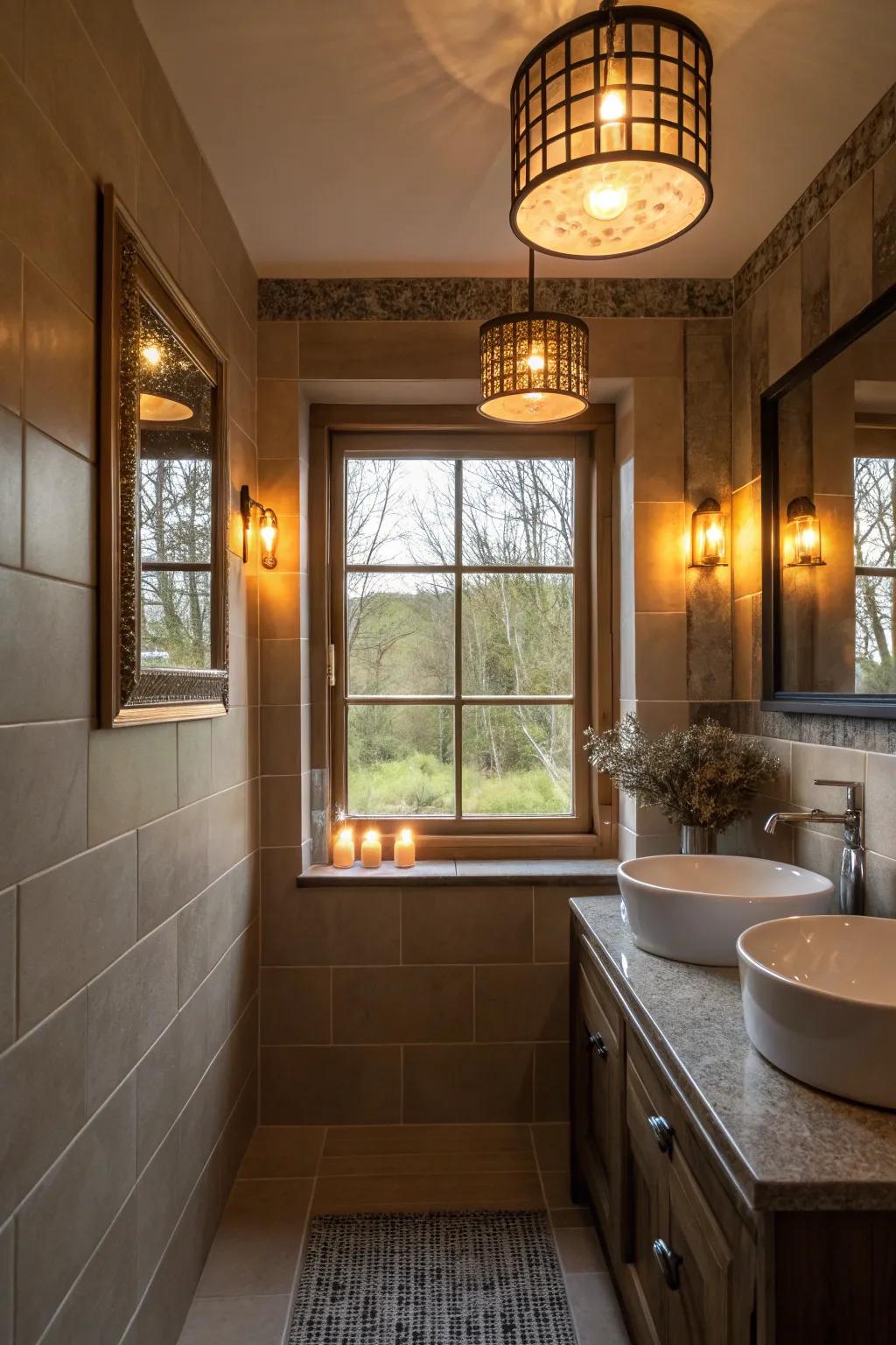 Lighting enhances the window's natural glow.