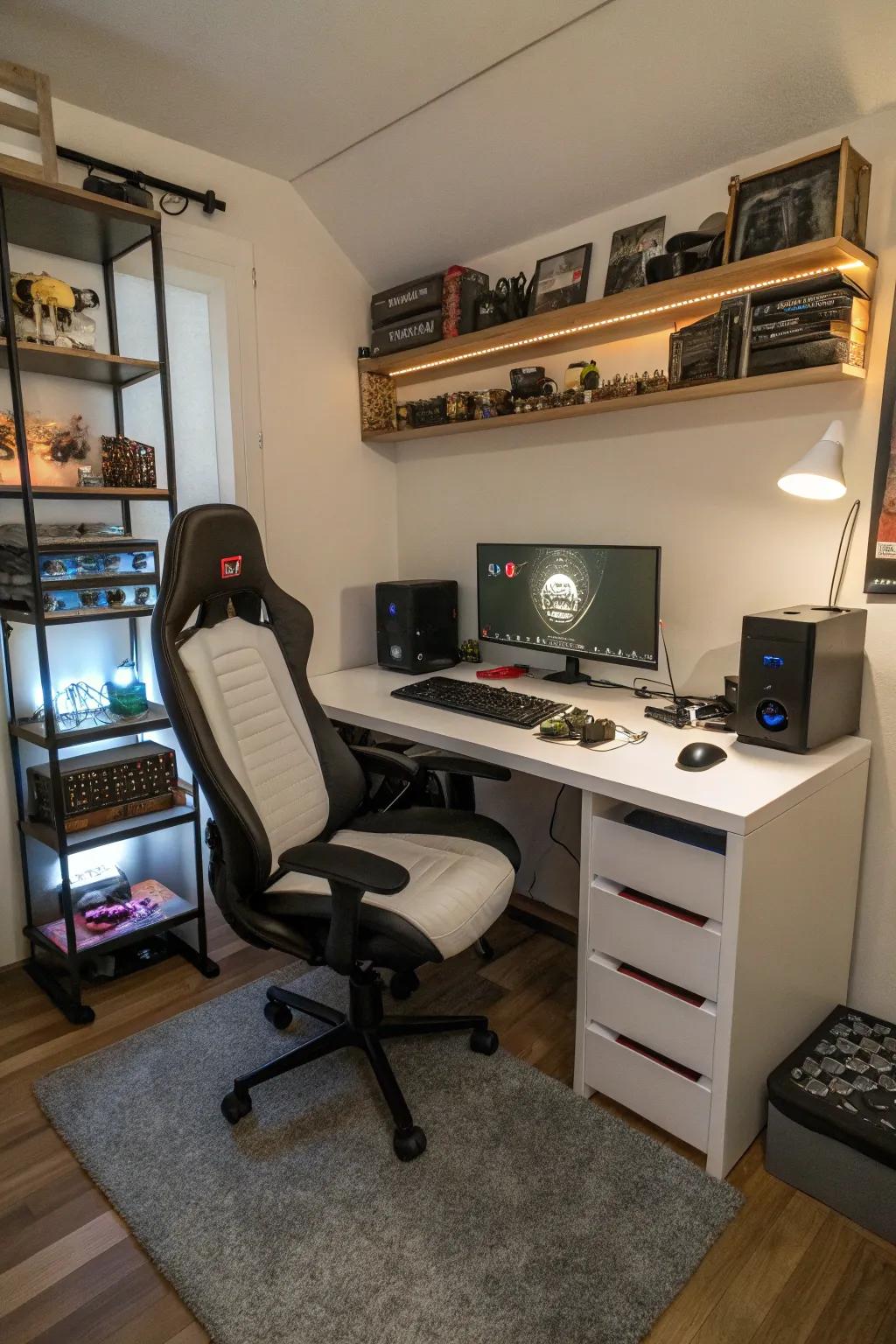 An ergonomic chair is crucial for comfort during long gaming sessions.