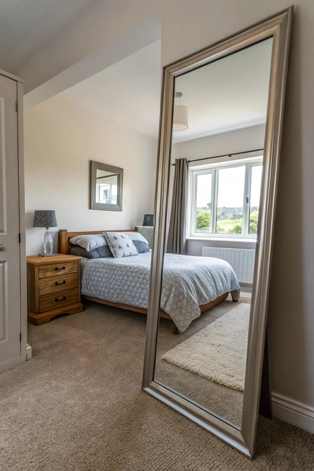Mirrors can visually double the space of a room.