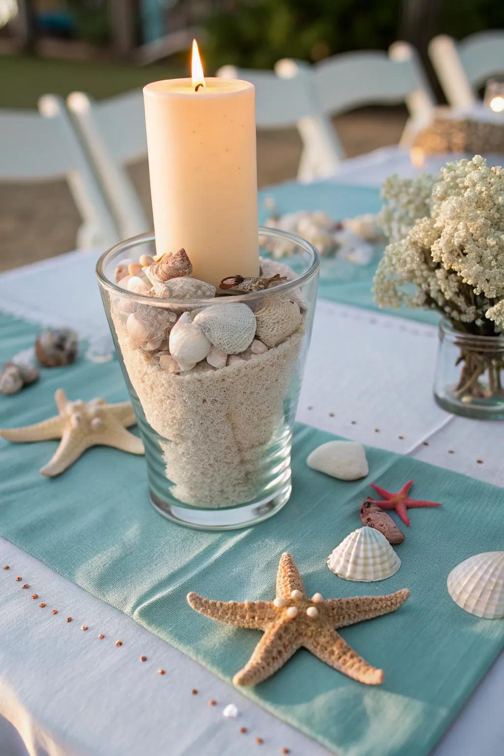 Bring the tranquility of the seaside to your table with this peaceful centerpiece.
