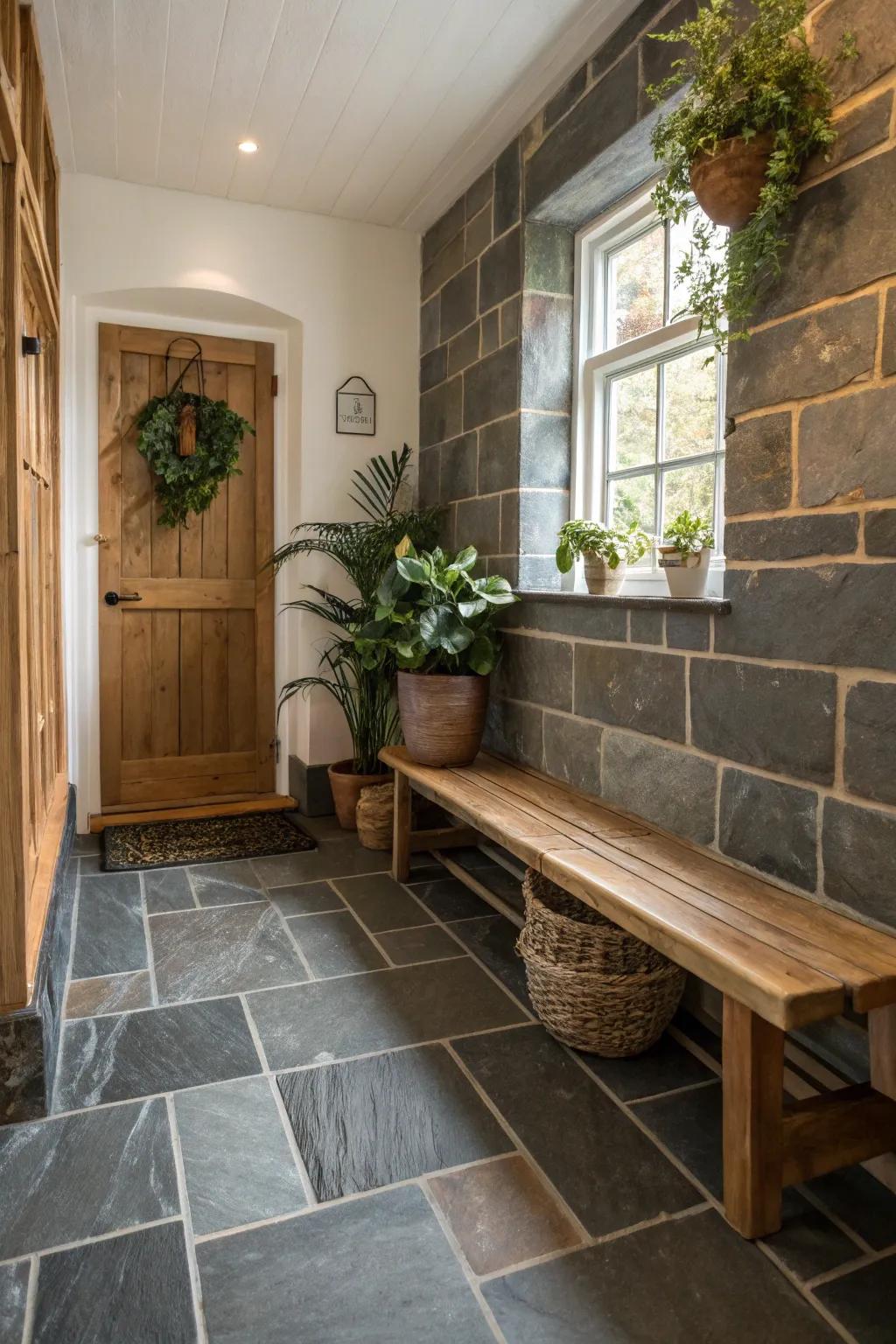 Natural Aesthetic with Textured Slate Coverings