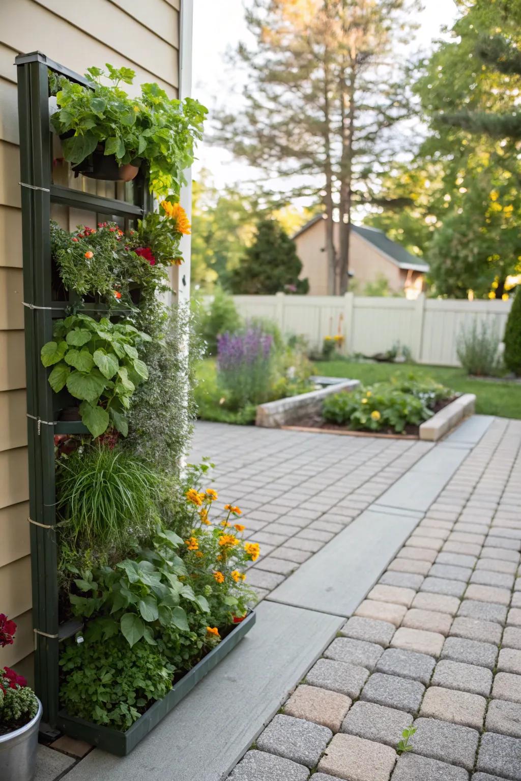A lush vertical garden that makes the most of patio space.