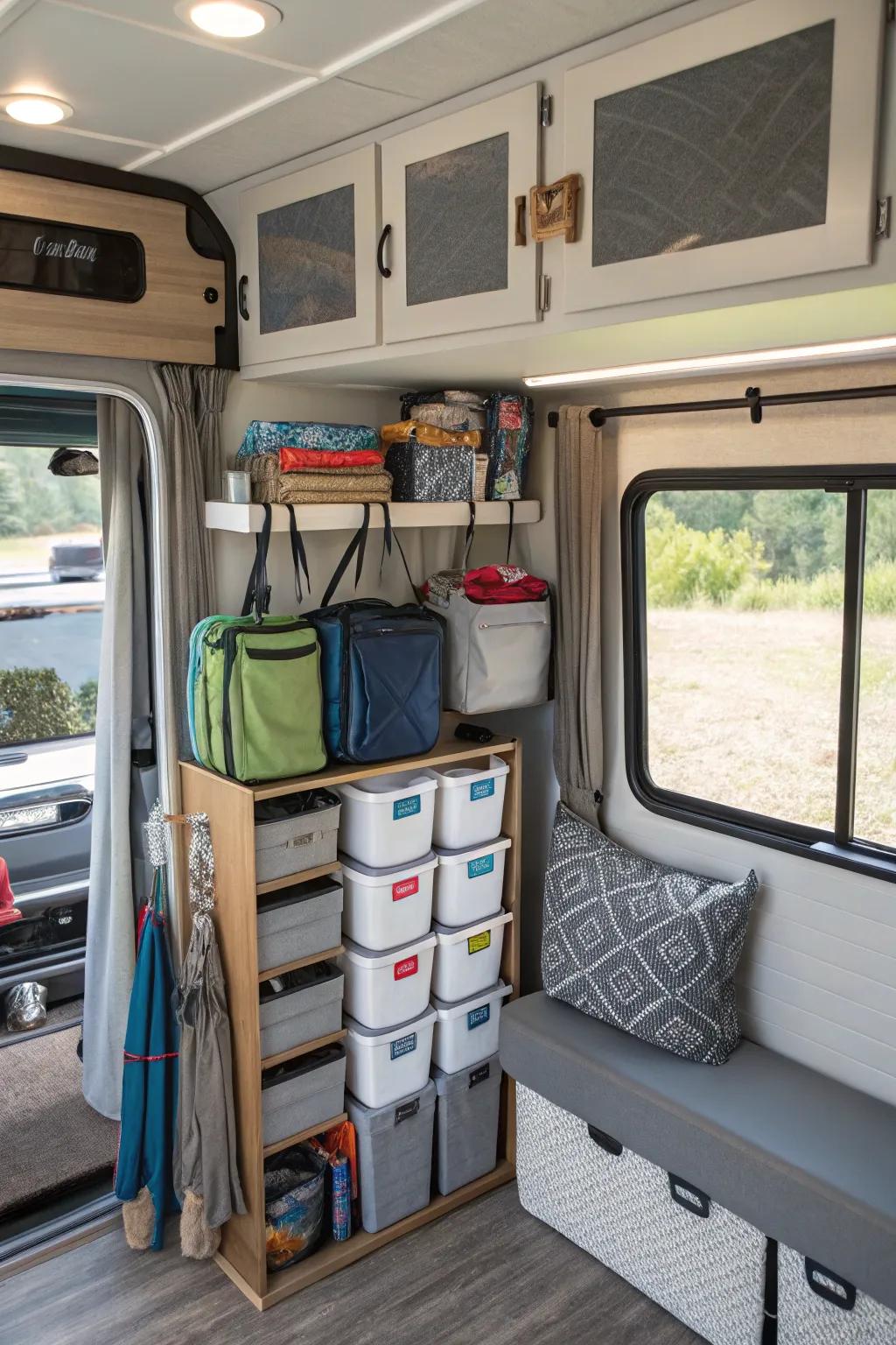 Using innovative storage solutions helps keep your RV neat and clutter-free.