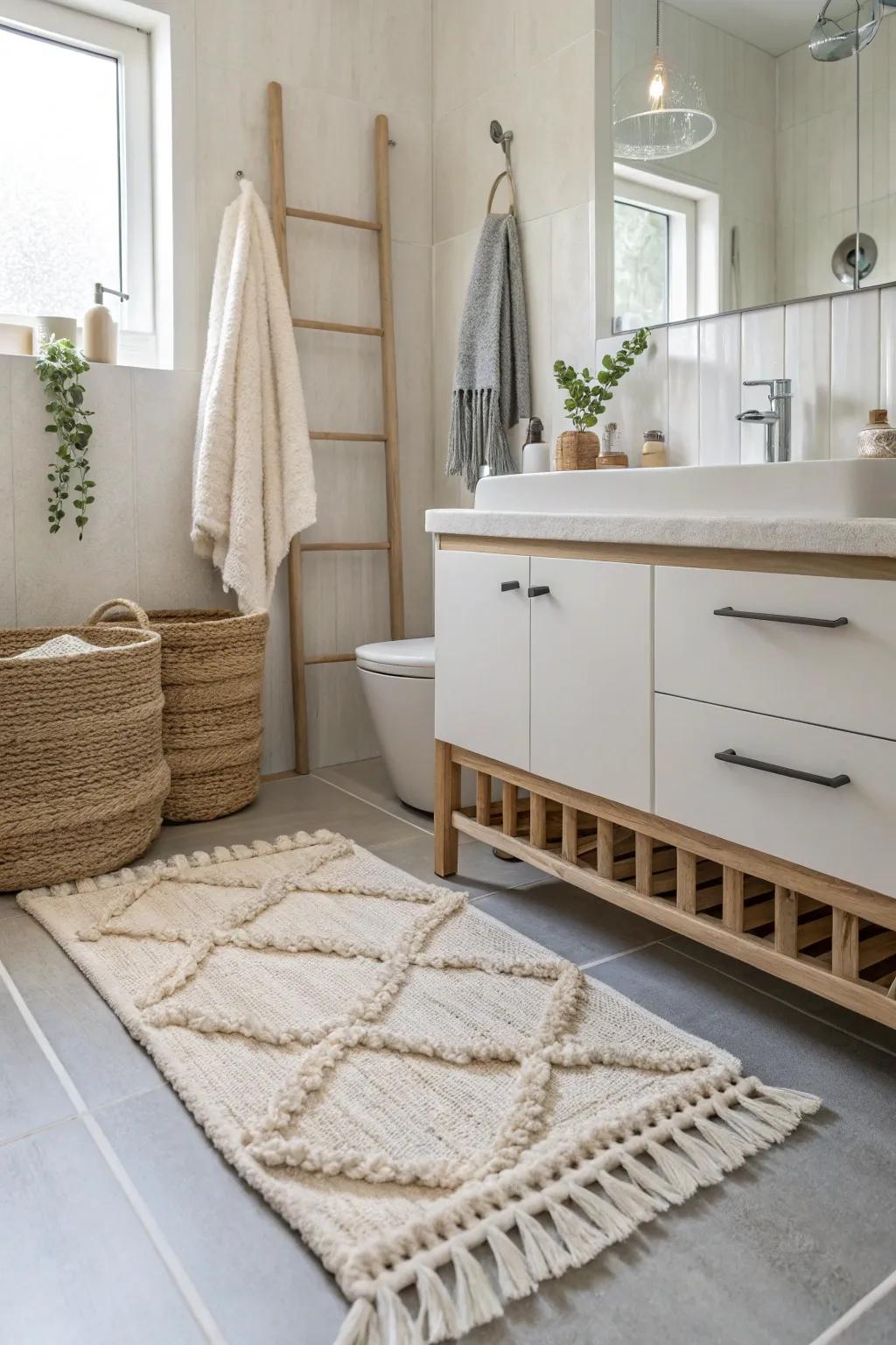 Textured accessories add depth without cluttering the space.