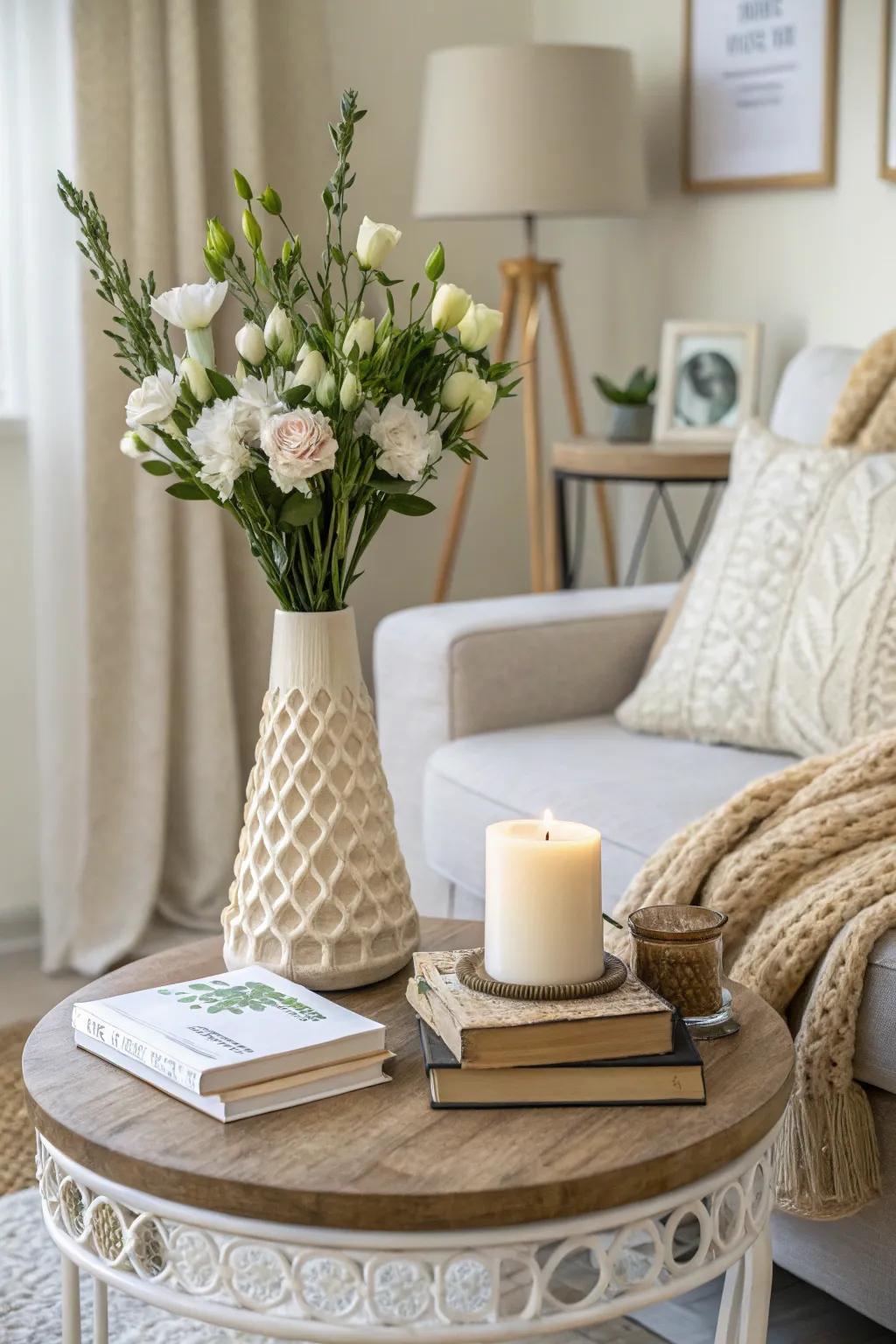 Neutral tones create a harmonious and soothing table setting.