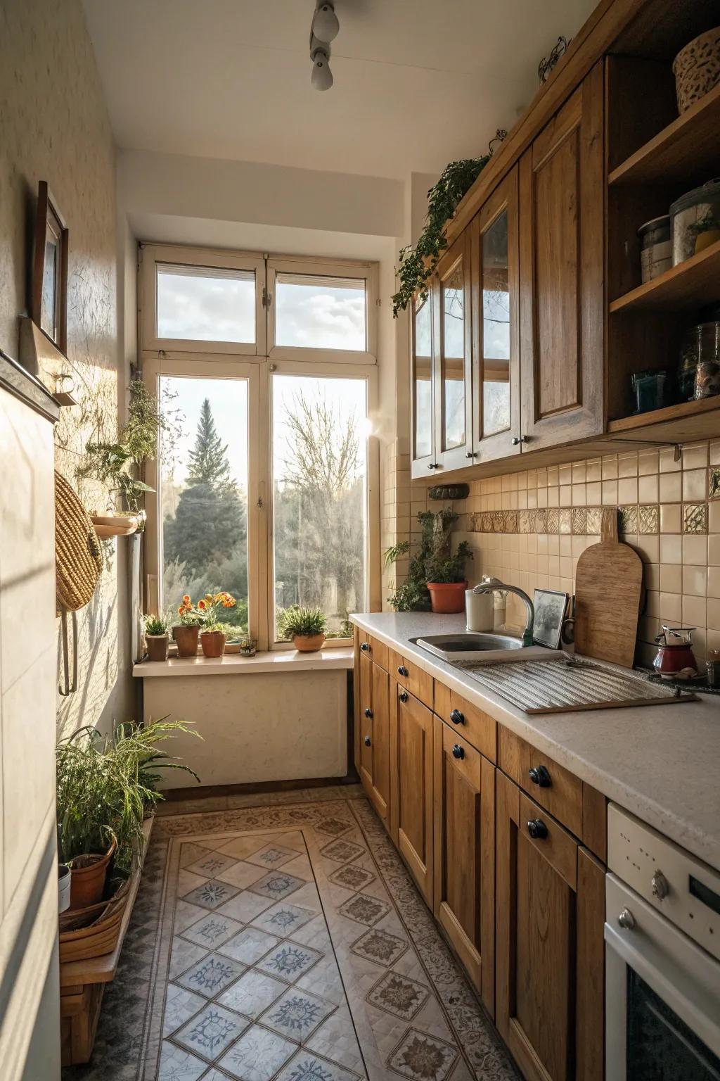 Natural light amplifies the spacious feel of a smaller kitchen.