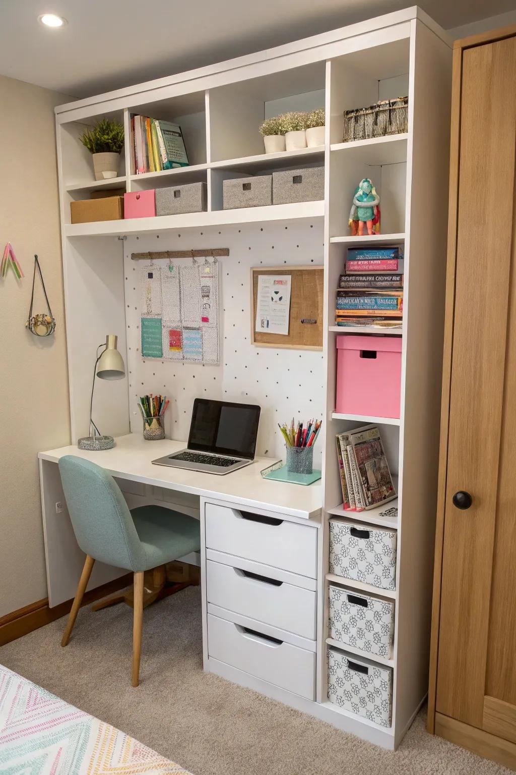 A small workspace ensures utility without compromising style.