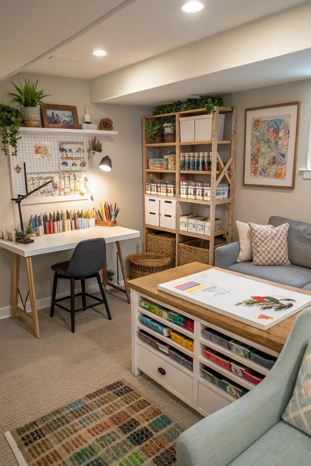 Let your creativity shine in a dedicated craft and hobby corner.