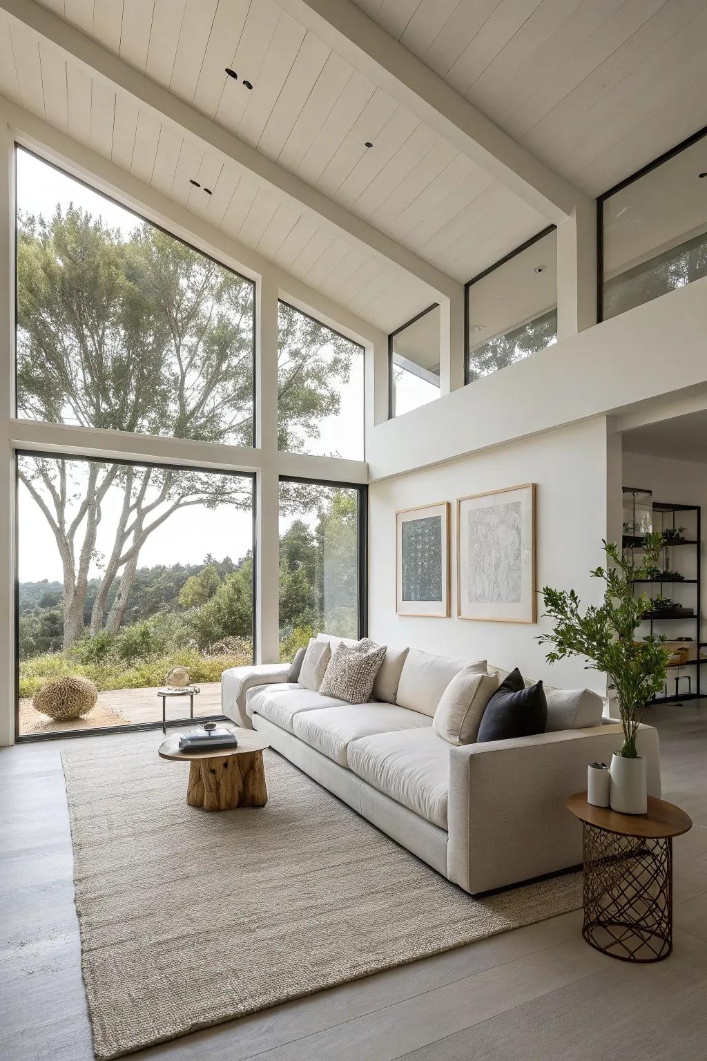 Low-frame sofas create an airy and open living space.