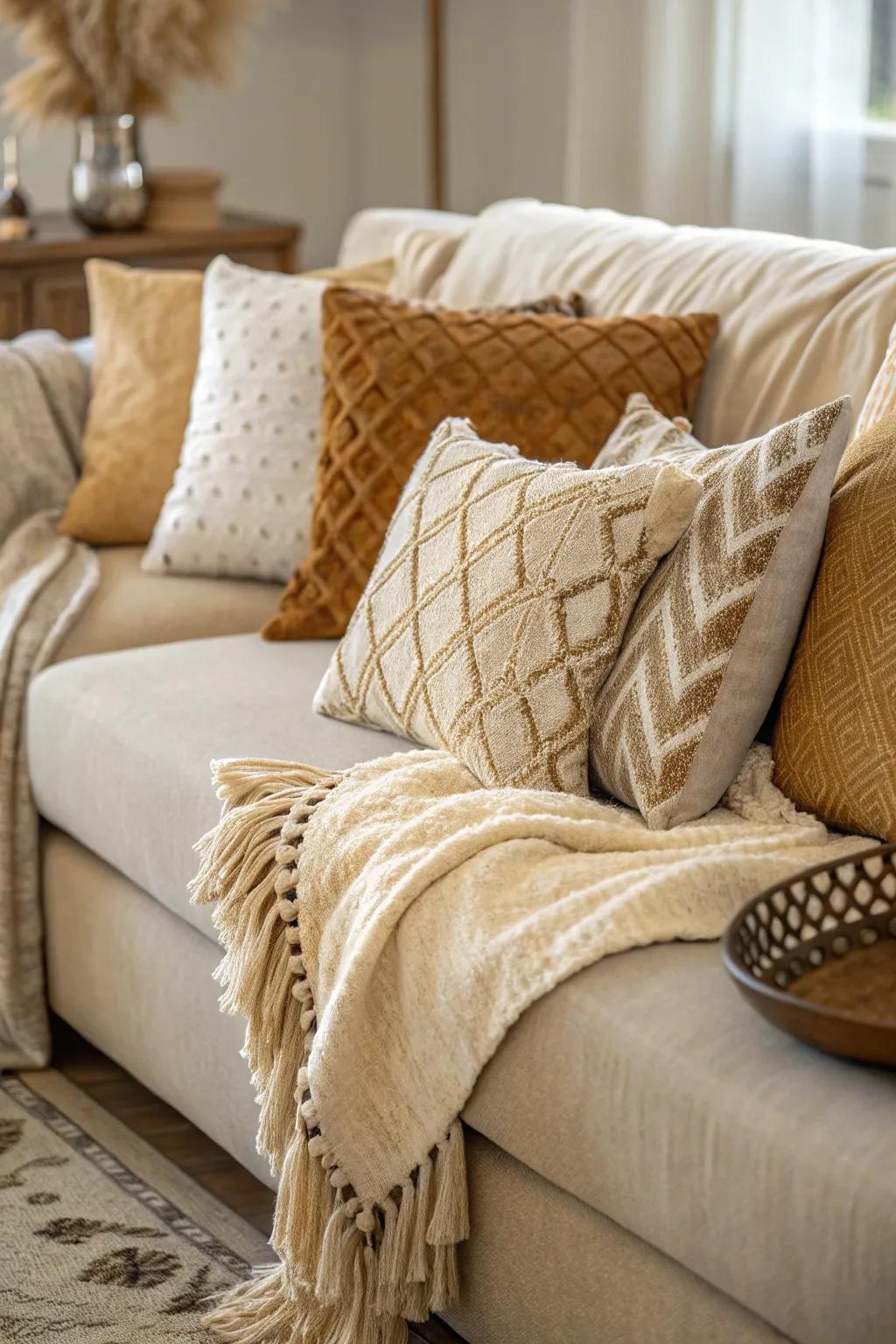 Textured layers add warmth and depth to your seating area.