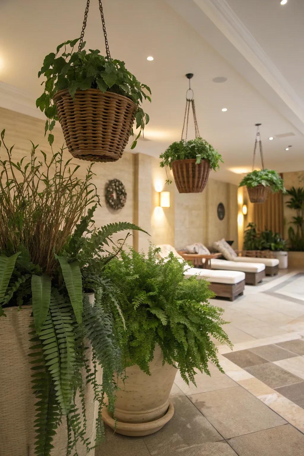 Add greenery to your spa space with lush plants.