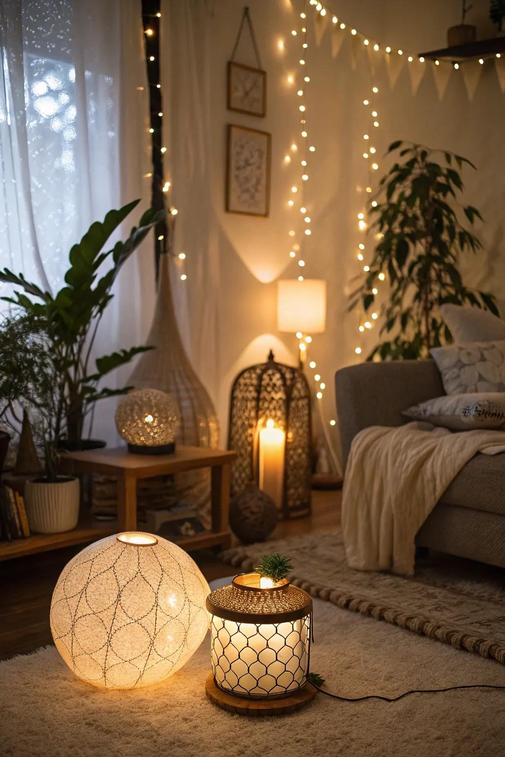 Gentle lighting creates the perfect atmosphere for a spa sleepover.