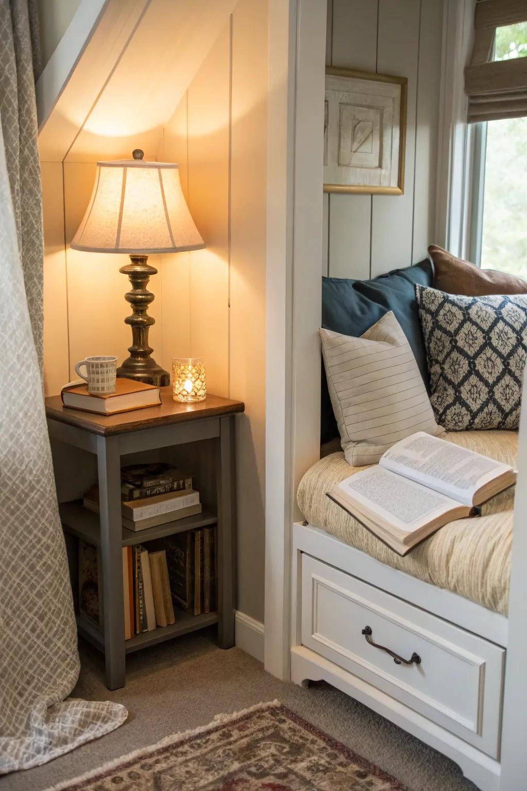 Turn corners into welcoming areas for reading and rest.