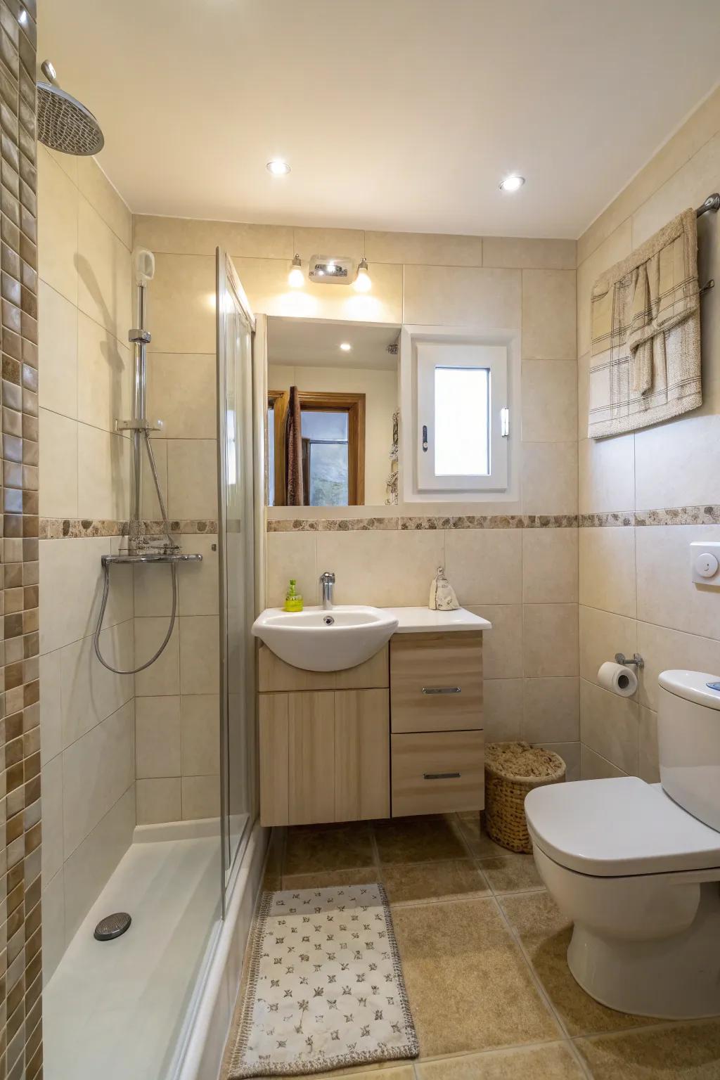 Color zoning can visually enhance the feeling of space.