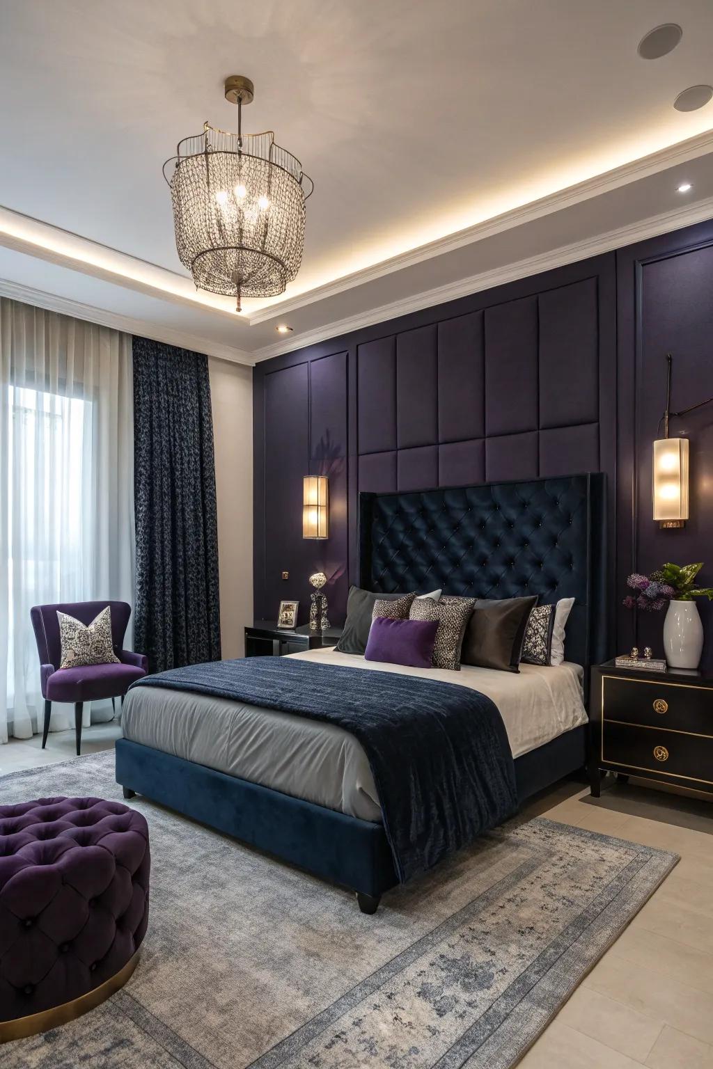 A cosmic color palette results in an environment that is both peaceful and expansive.