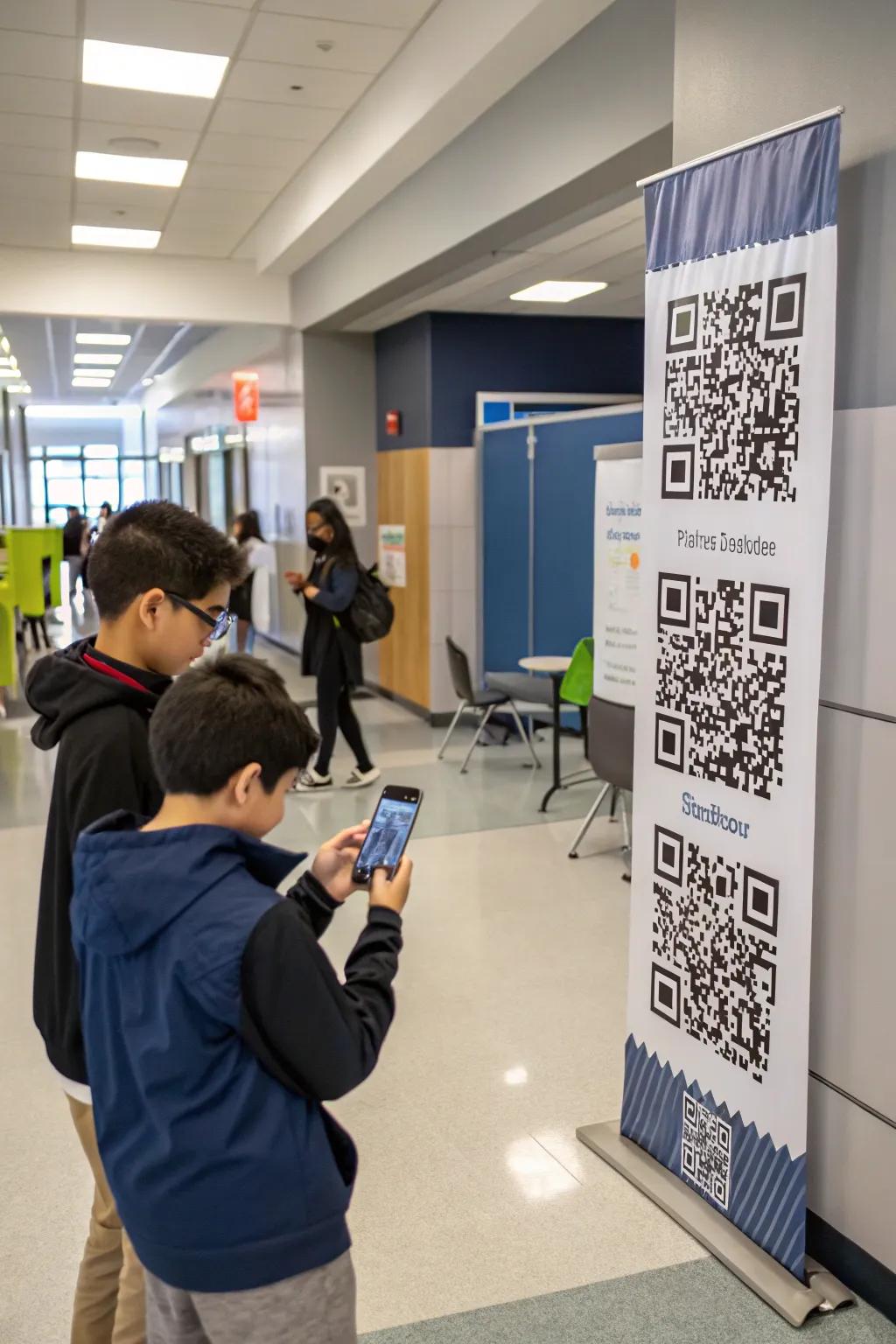 An innovative interactive sign with QR codes for added excitement.