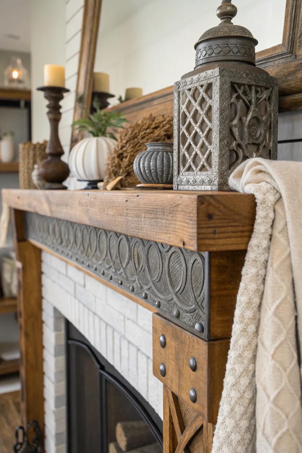 Surface diversity lends your mantel an abundant and lively appearance.