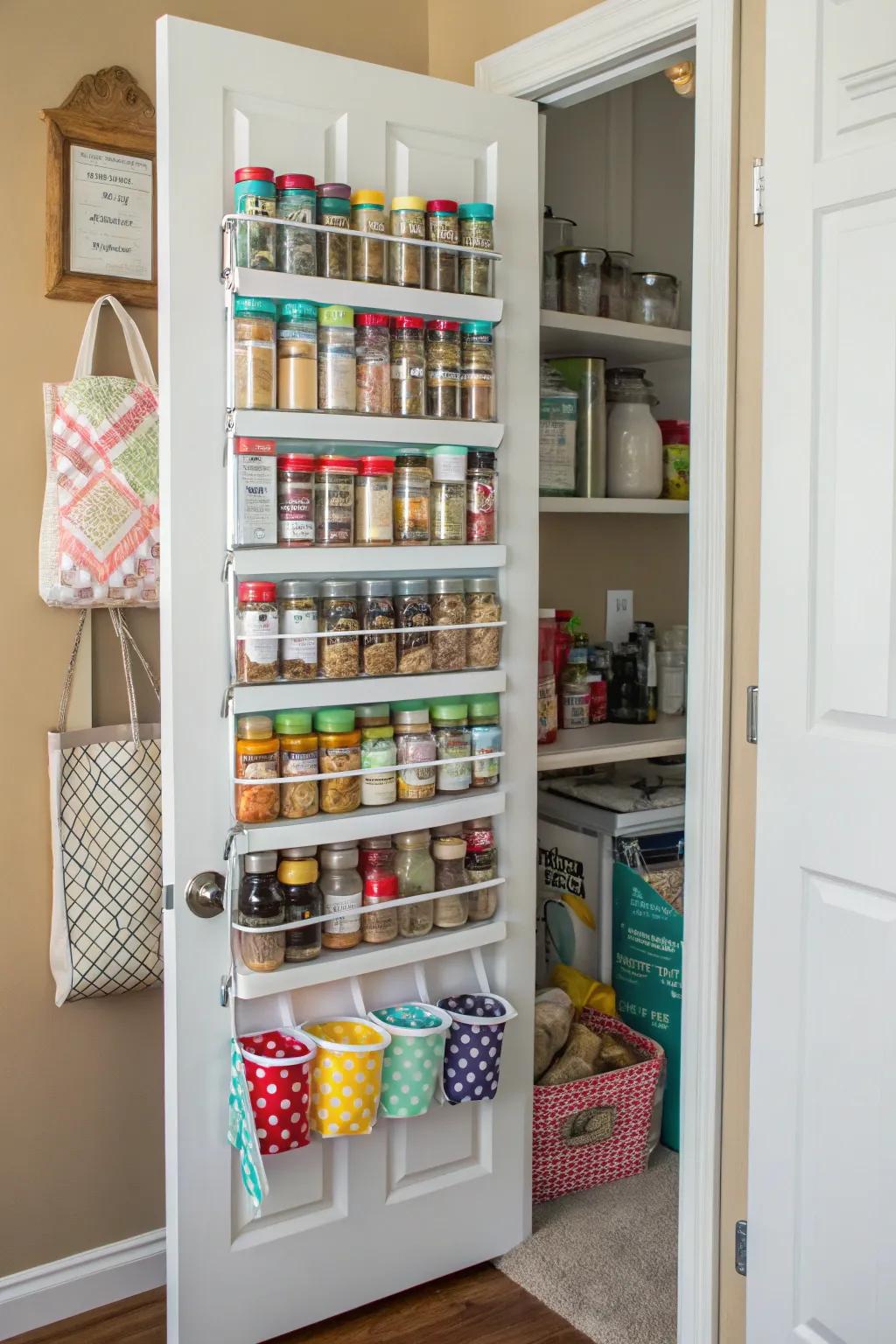 Expand your pantry space with an over-the-door organizer.