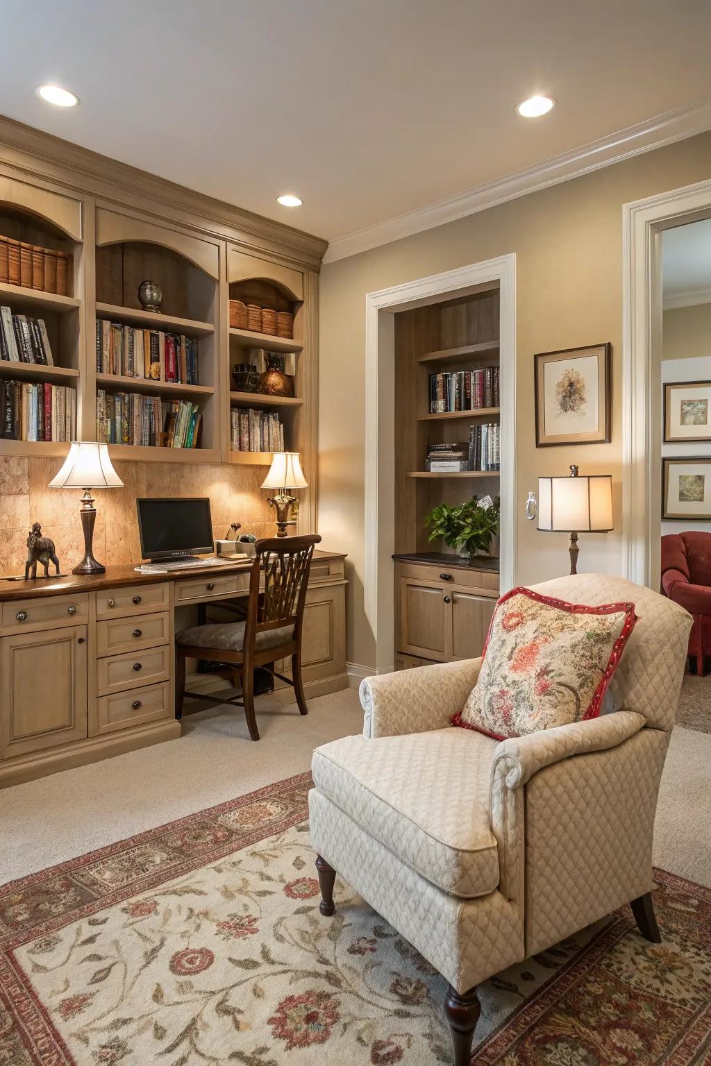 Color coordination can make a room look connected.