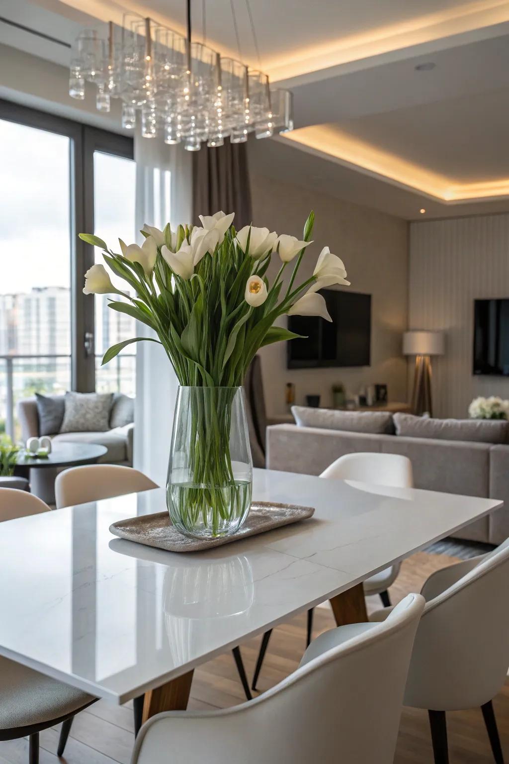 Minimalist decor highlights elegance and simplicity.